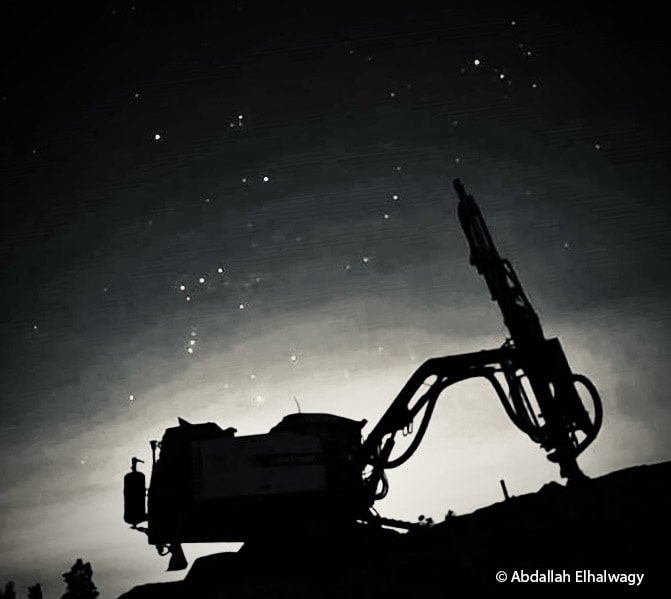 Honorable Mention photo by Abdallah El-Halwagy: Mining drill rig with a starry night background