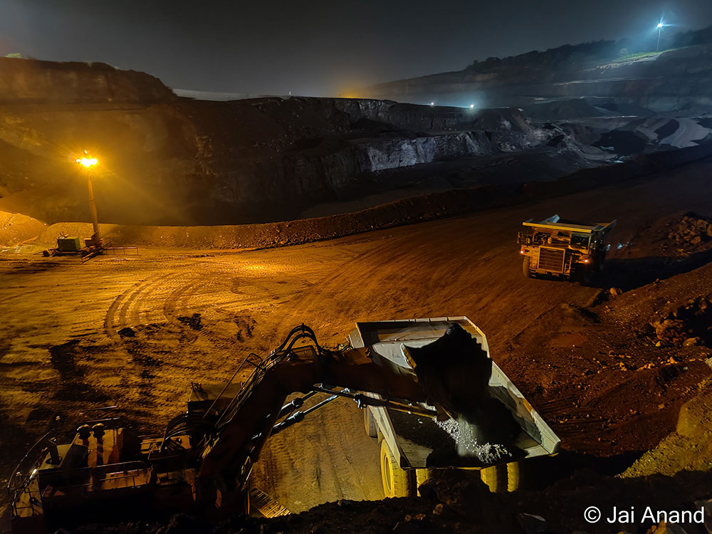 Honorable Mention photo by Jai Anand: Open cast coal mine at night with LHD (Load, Haul, Dumper) system
